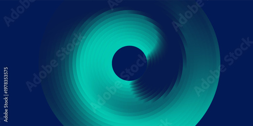 Blue abstract background with glowing circles. Swirl circular lines pattern. Geometric spiral. Twirl element. Modern graphic design. Futuristic technology concept. Vector illustration