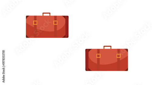 Two red vintage travel suitcases