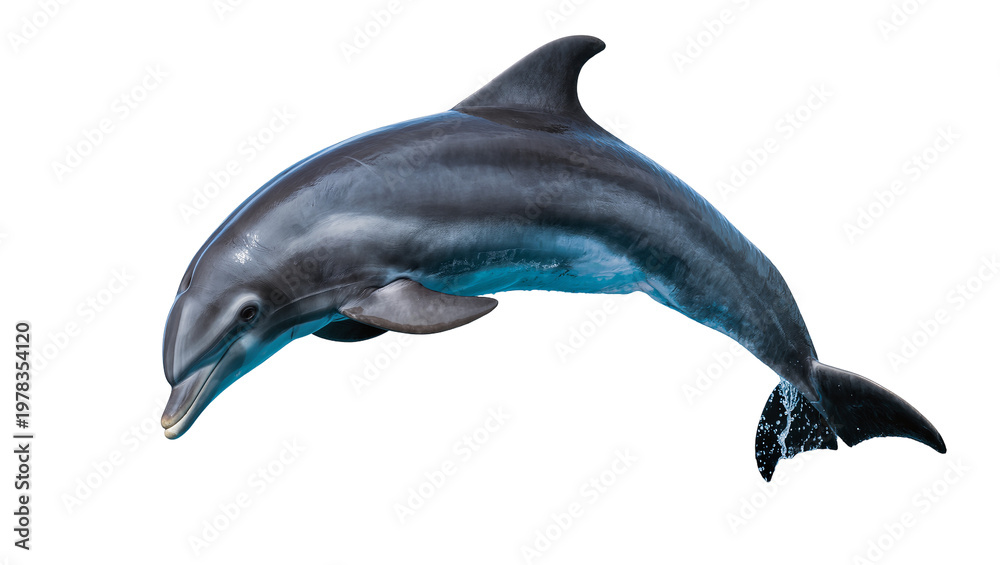 Obraz premium Graceful bottlenose dolphin leaping, isolated on transparent background