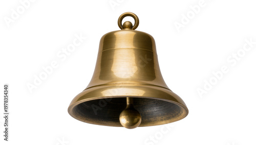 Foto Polished brass bell with clapper, isolated on transparent background