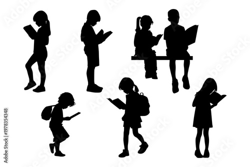 shadow shilloute child reading a book