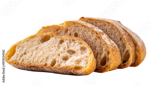 Foto Artisan sourdough bread slices with golden crust, isolated on transparent backgr