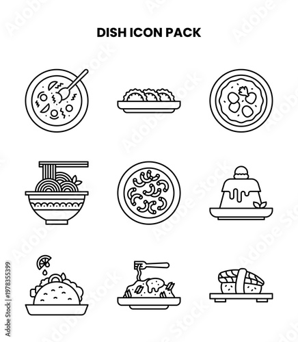 Dish Line Icons Pack