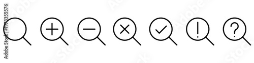 Search icon vector set. Magnifier Illustration sign collection. Find butto symbol. web navigation logo.