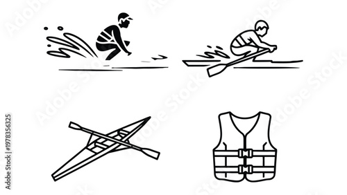 Water Sport Outlines: A series of dynamic outlines depicting water sports, capturing the essence of action, adventure, and the spirit of outdoor recreation.