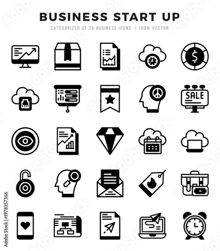 Business Start Up icons Pack. Lineal Filled icons set. Business Start Up collection set.