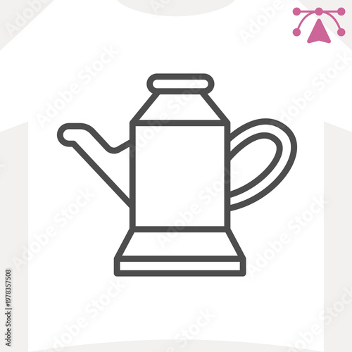 Can with automobile oil line icon, vehicle repair concept. Vector graphics. Oil canister sign and editable stroke, outline style icon for mobile or web design.