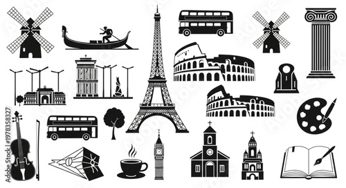 set of landmarks and monuments