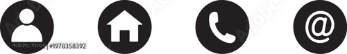 Vector graphic illustration of four common contact information icons on a white background design