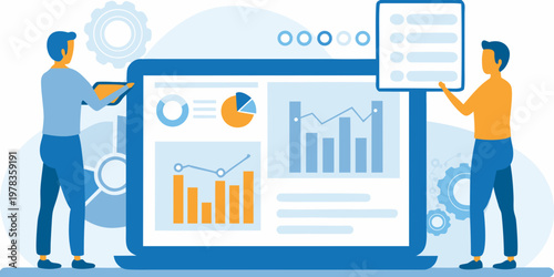 Data analysis and business strategy visualized on a large screen