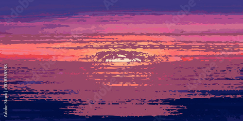 Vibrant sunset over water with a silhouetted tree in the foreground