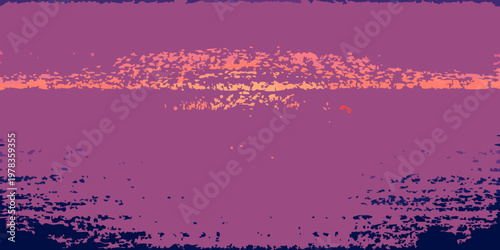 Abstract digital art depicting a sunset over water with vibrant colors