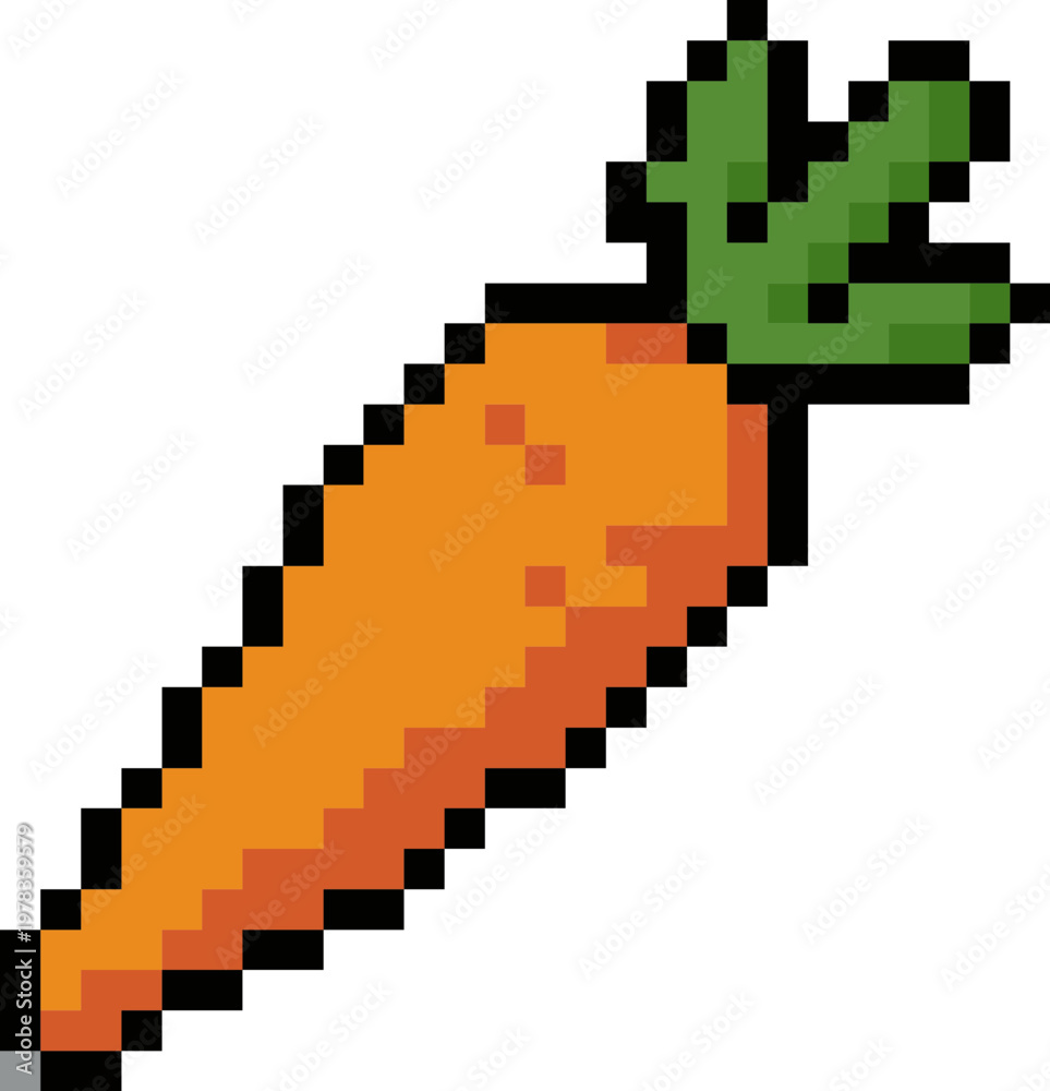 Obraz premium Orange Carrot Vegetable Health Pixel Art