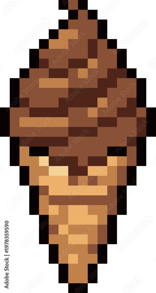 Fototapeta premium Chocolate Ice Cream Cone Pixel Art