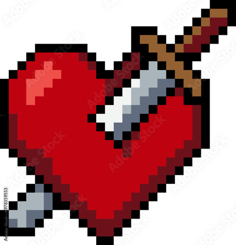 Sword In Heart Pain Love Pixel Art