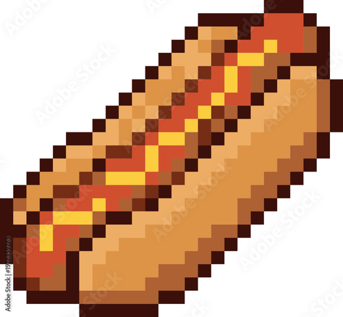 Hotdog Sausage Bread Pixel Art