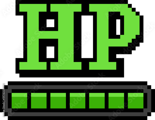 100 Percent HP Health Bar Interface Pixel Art