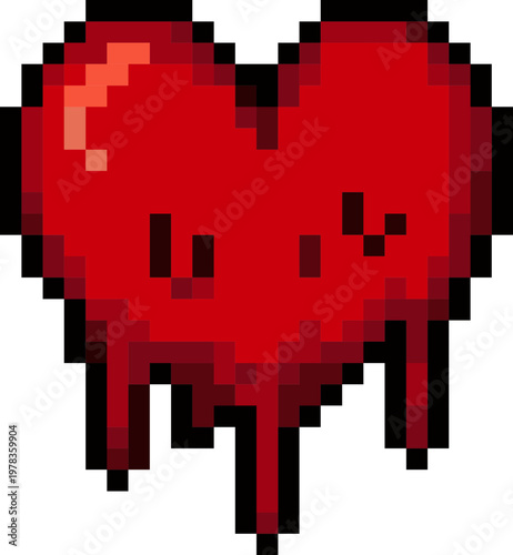 Pixel Art Melting Red Heart Illustration