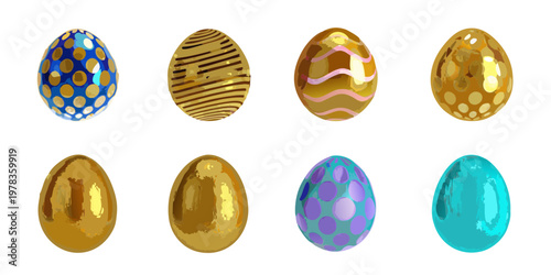 A collection of brightly colored and patterned easter eggs against black