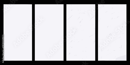Five vertical rectangular panels in shades of white and gray