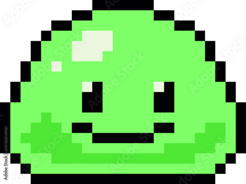 Blue Slime Monster Character Pixel Art