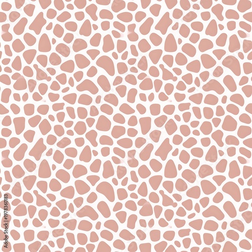 Seamless pattern. Pink spots irregular shapes on a white background, mosaic-like, organic and repetitious