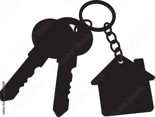 Vector illustration of house keys with a house shaped keychain attached