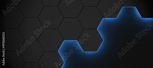 blue 3d illustration of modern honeycomb background aluminium and carbon fiber pattern