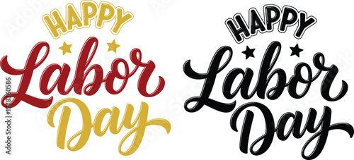 Foto Happy labor day calligraphy designs two festive and artistic lettering variation