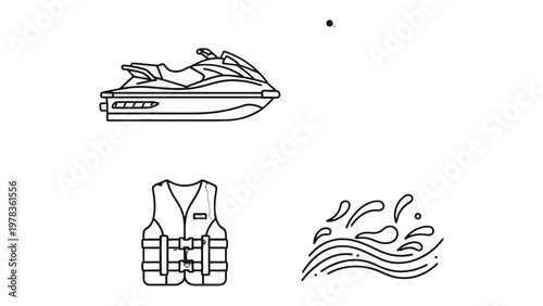 Seascape Elements: Artistic rendering showcases essential components for aquatic adventure. 