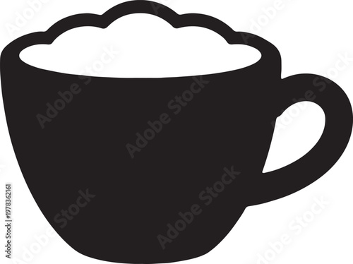 Coffee cup silhouette with frothy top vector icon