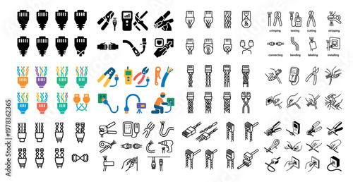 Cable icons with plug jack crimping flat
