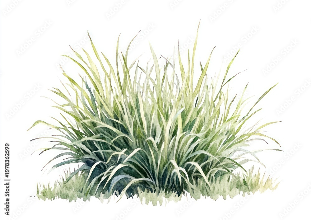 Fototapeta premium Ornamental Grasses plant grass illustration.