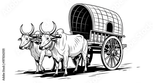 Traditional Ox Cart Transporting Goods Rural Journey Heritage Agriculture Commerce Rural Life