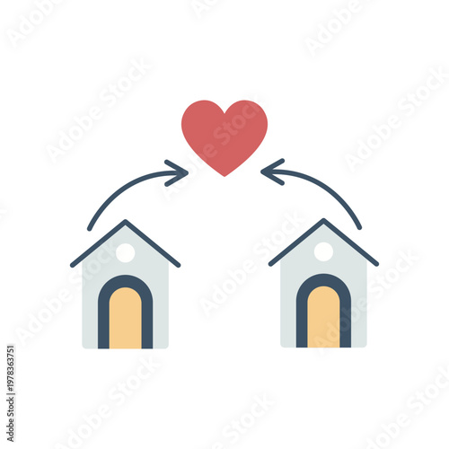 House Exchange with Heart — Home Swap and Love Concept Icon