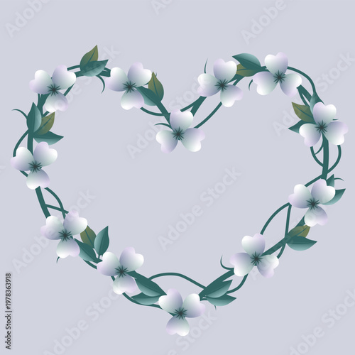 Heart shaped floral wreath illustration