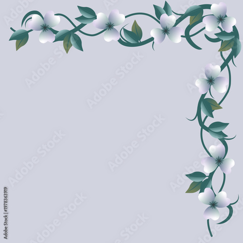 Floral corner design with blue flowers