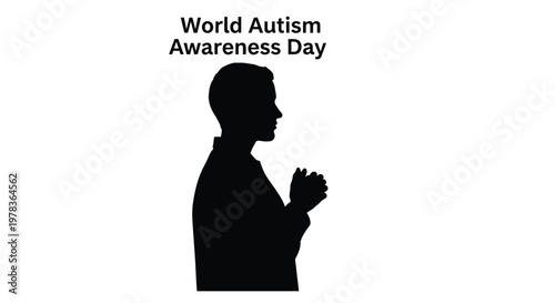 World autism awareness day illustration featuring a silhouette of a man in profile