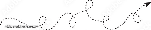 A winding dotted line with an arrowhead pointing upwards and to the right in a vector graphic