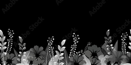 Monochromatic floral arrangement against a solid black background