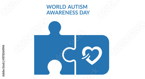 World autism awareness day graphic featuring a puzzle piece and heart