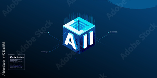 Abstract geometric cube with ai letters representing artificial intelligence