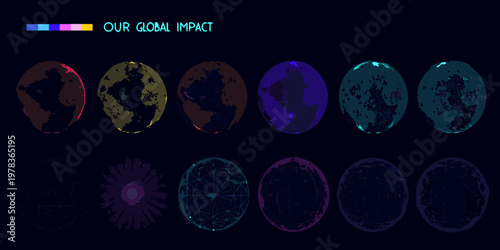 Visualizing our global impact with colorful abstract representations of earth