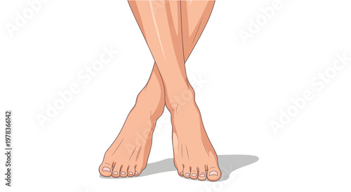 Woman's crossed legs and feet, clean and elegant pose, isolated on white background