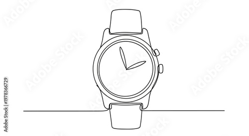 Minimalist Line Art Drawing of a Classic Wristwatch