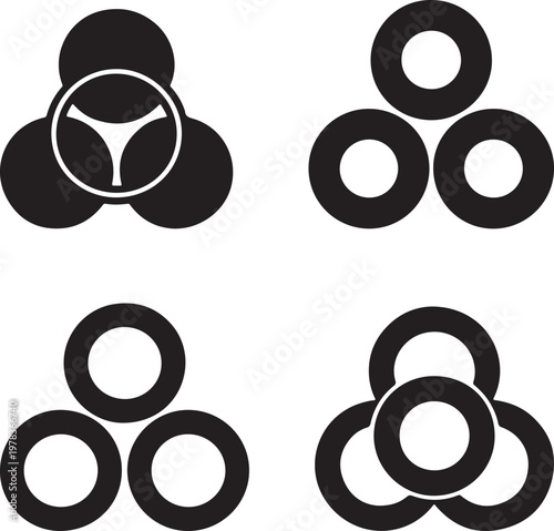 Silhouette of three interconnected circles forming a trinity symbol