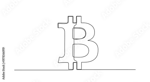 Bitcoin Symbol, Cryptocurrency Logo, Digital Currency, Financial Technology, Blockchain Concept, Minimalist Line Art