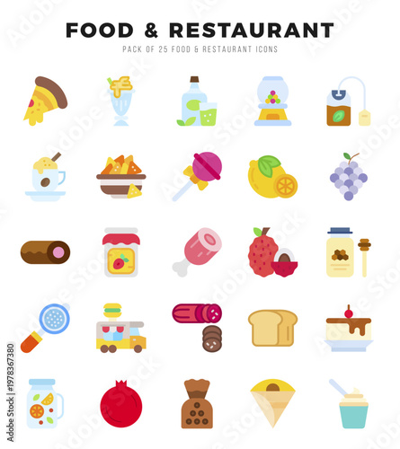 Simple Set of Food and Restaurant Related Vector Flat Icons.