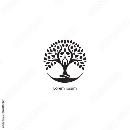 tree yoga logo design vector 