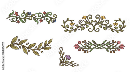 Decorative floral designs in various shapes and colors suitable for crafts and art projects